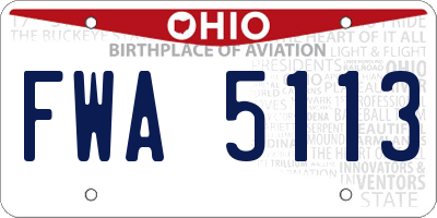 OH license plate FWA5113