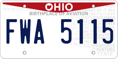 OH license plate FWA5115