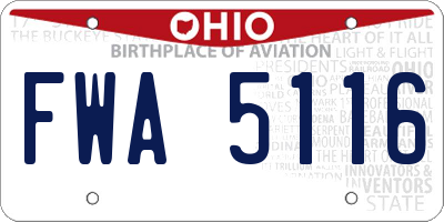 OH license plate FWA5116