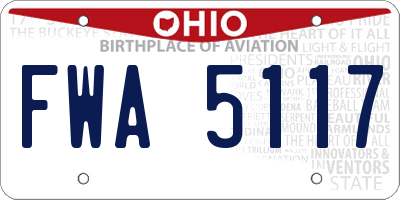 OH license plate FWA5117