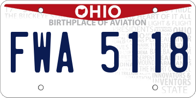 OH license plate FWA5118