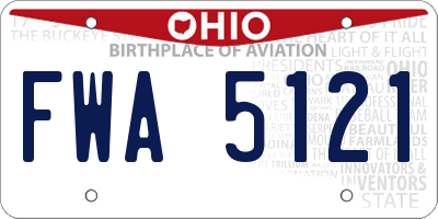 OH license plate FWA5121