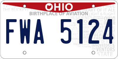 OH license plate FWA5124