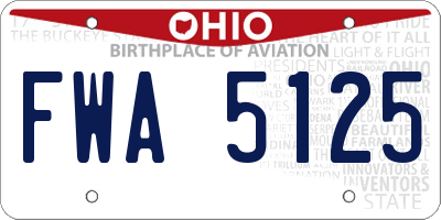 OH license plate FWA5125