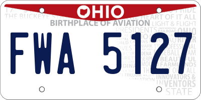 OH license plate FWA5127