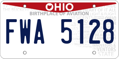 OH license plate FWA5128