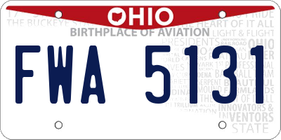 OH license plate FWA5131