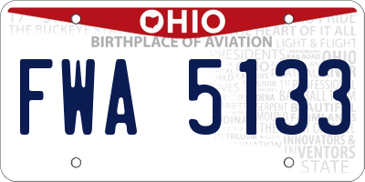 OH license plate FWA5133