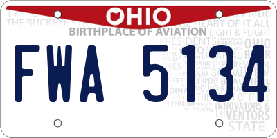 OH license plate FWA5134