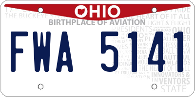 OH license plate FWA5141