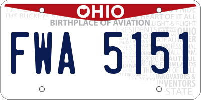 OH license plate FWA5151