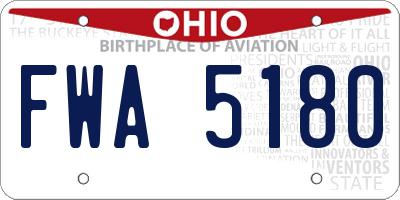 OH license plate FWA5180