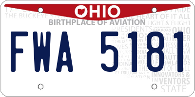 OH license plate FWA5181