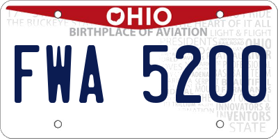 OH license plate FWA5200