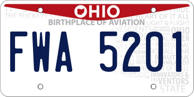 OH license plate FWA5201