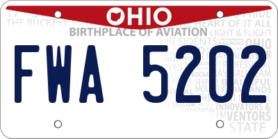 OH license plate FWA5202