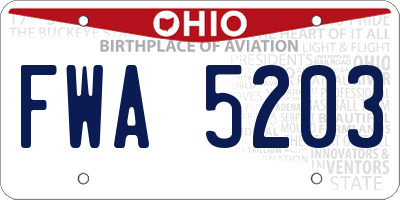 OH license plate FWA5203