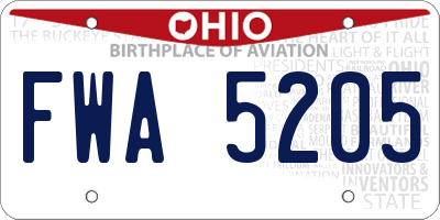 OH license plate FWA5205