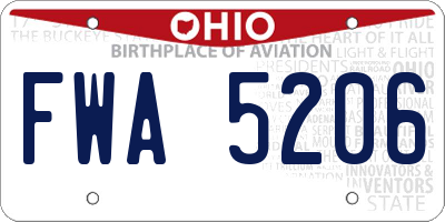 OH license plate FWA5206