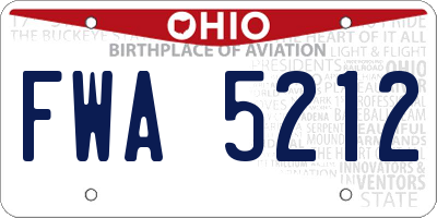 OH license plate FWA5212