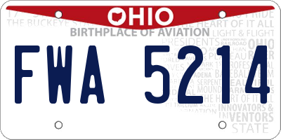OH license plate FWA5214