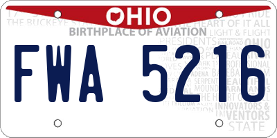 OH license plate FWA5216