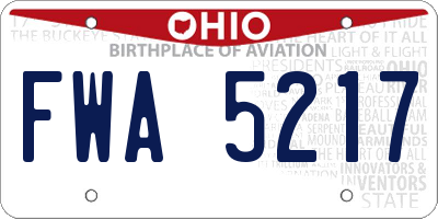 OH license plate FWA5217