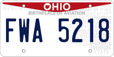 OH license plate FWA5218