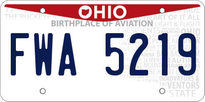 OH license plate FWA5219