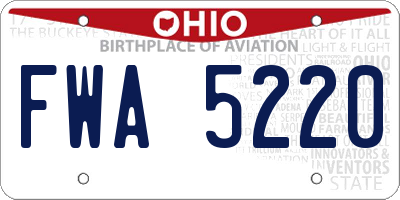 OH license plate FWA5220