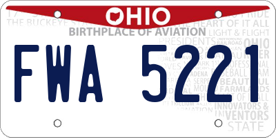 OH license plate FWA5221