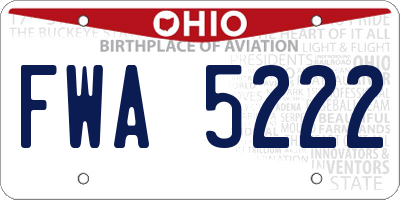 OH license plate FWA5222