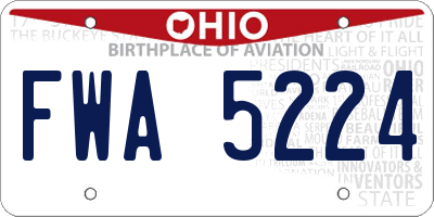OH license plate FWA5224