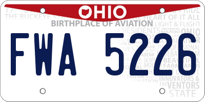 OH license plate FWA5226