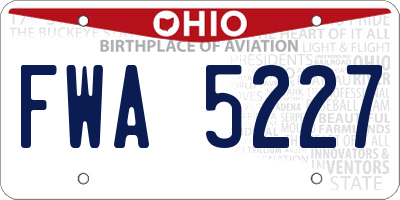 OH license plate FWA5227