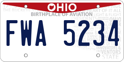 OH license plate FWA5234