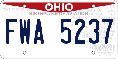 OH license plate FWA5237
