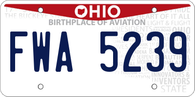 OH license plate FWA5239