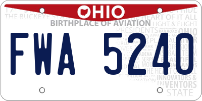 OH license plate FWA5240