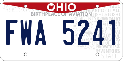 OH license plate FWA5241