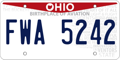 OH license plate FWA5242