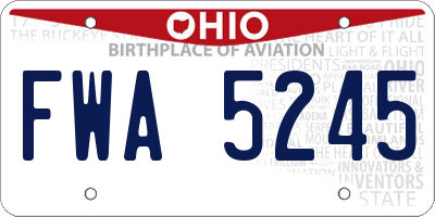 OH license plate FWA5245