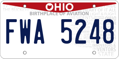 OH license plate FWA5248