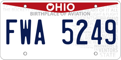 OH license plate FWA5249