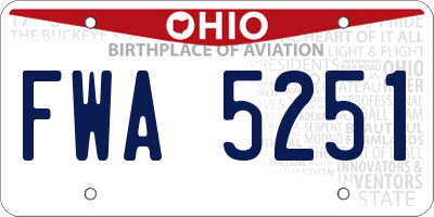 OH license plate FWA5251