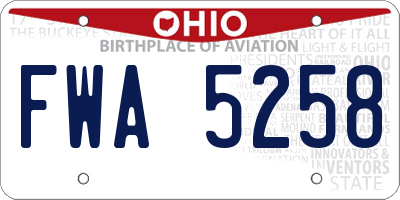 OH license plate FWA5258