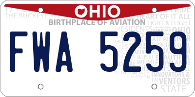 OH license plate FWA5259