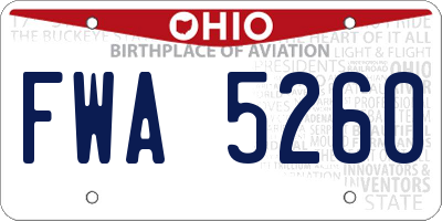 OH license plate FWA5260