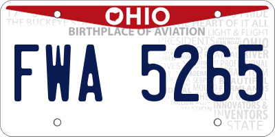OH license plate FWA5265