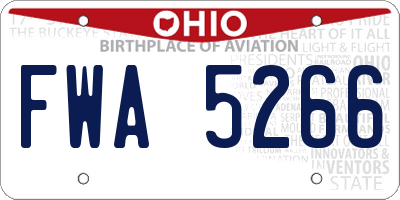 OH license plate FWA5266